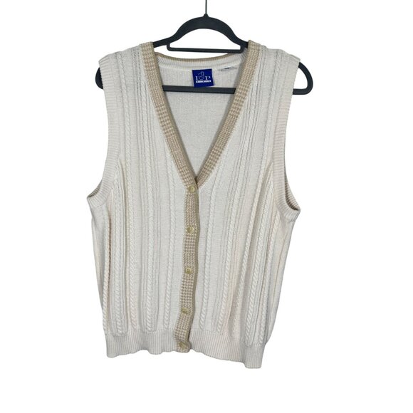 Retro Cable Knit Vest Tan L Preppy Academia Golf Resort Classic Chic Retro 80s - Picture 1 of 9